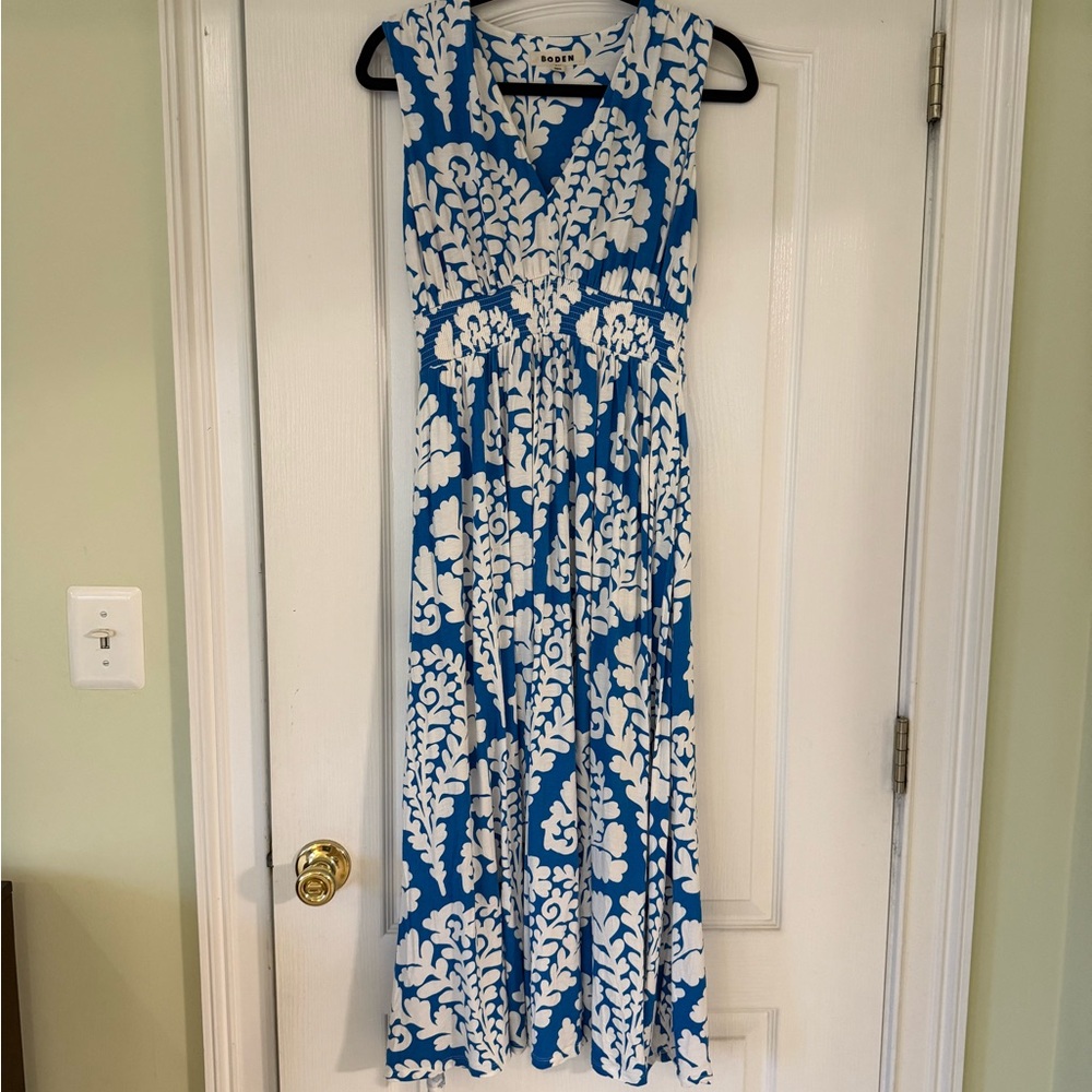 Boden Paloma Jersey Maxi Dress in Cerulean Blue, Blossomy
